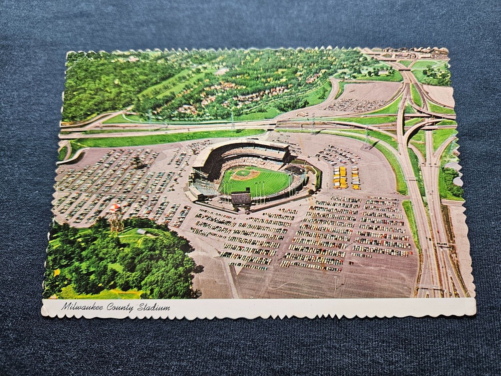 Postcard WI Wisconsin Milwaukee County Baseball Stadium Aerial View Brewers