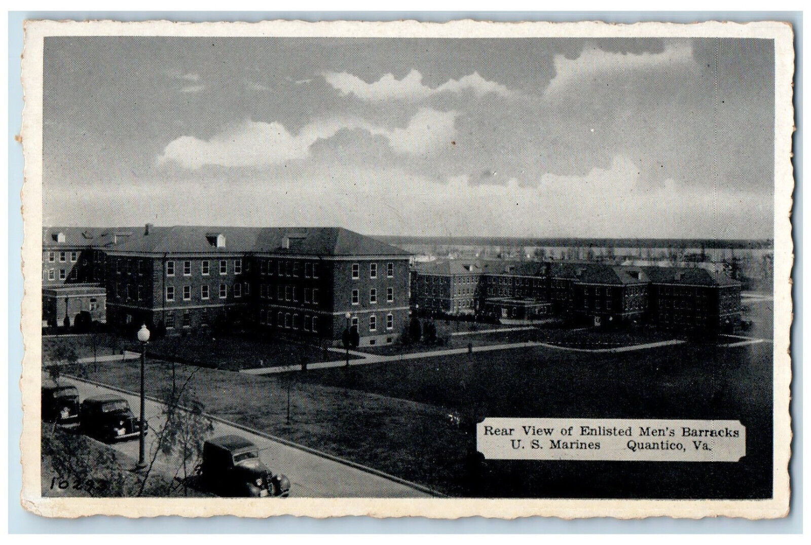 c1940's Rear View of Enlisted Men's Barracks Quantico US Marines VA WW2 Postcard