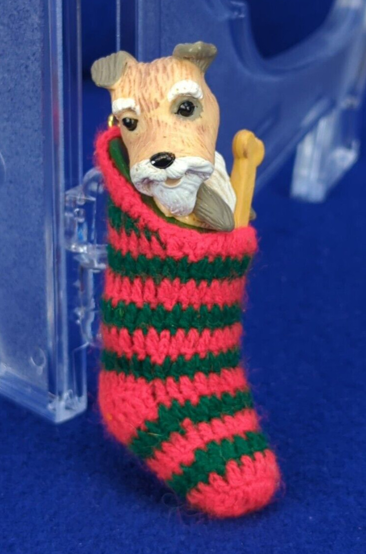 Vintage Hallmark Keepsake Dog In Stocking 1985 Ornament Schnauzer Pup Christmas