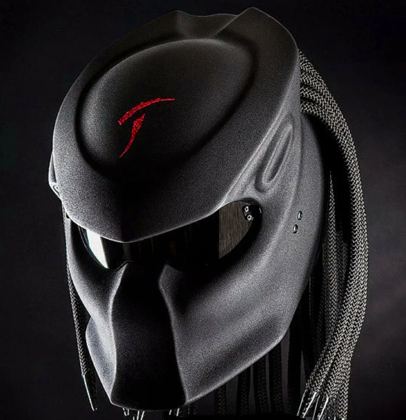 Custom Predator Motorcyle Helmet Hand-Painted Red Logo Curving S-3XL