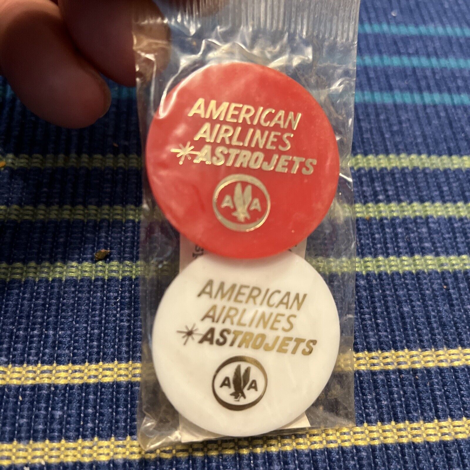 American Airlines Astrojet plastic bottle caps original package Fdk5