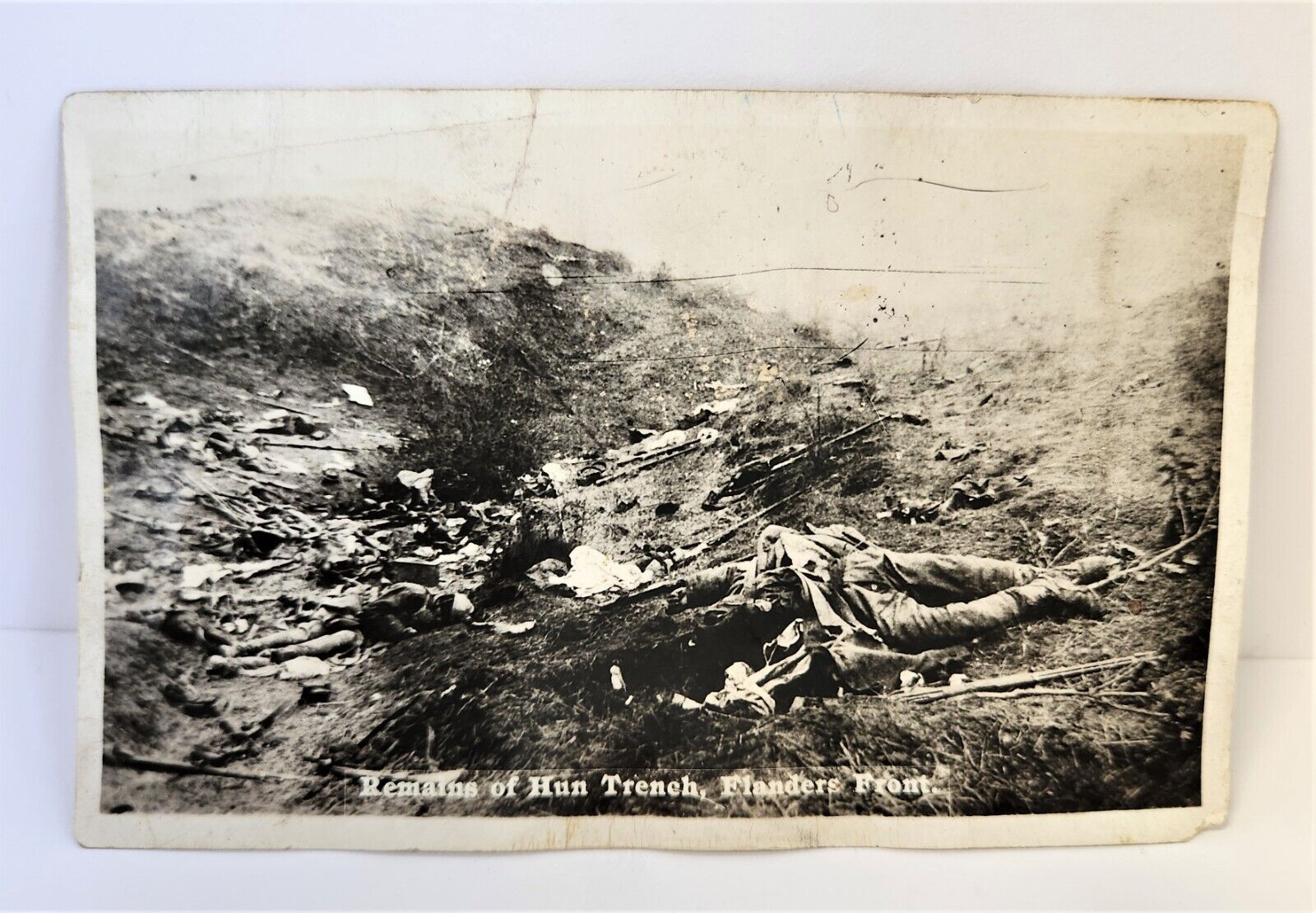 WWI Belgium Germany Postcard Remains Of Hun Trench Flanders Front Antique