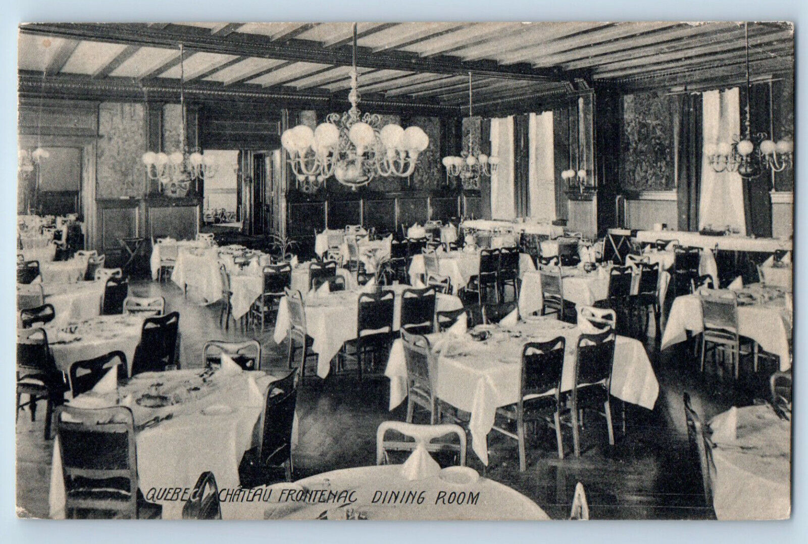 Quebec Canada Postcard Chateau Frontenac Dining Room 1907 Posted Antique
