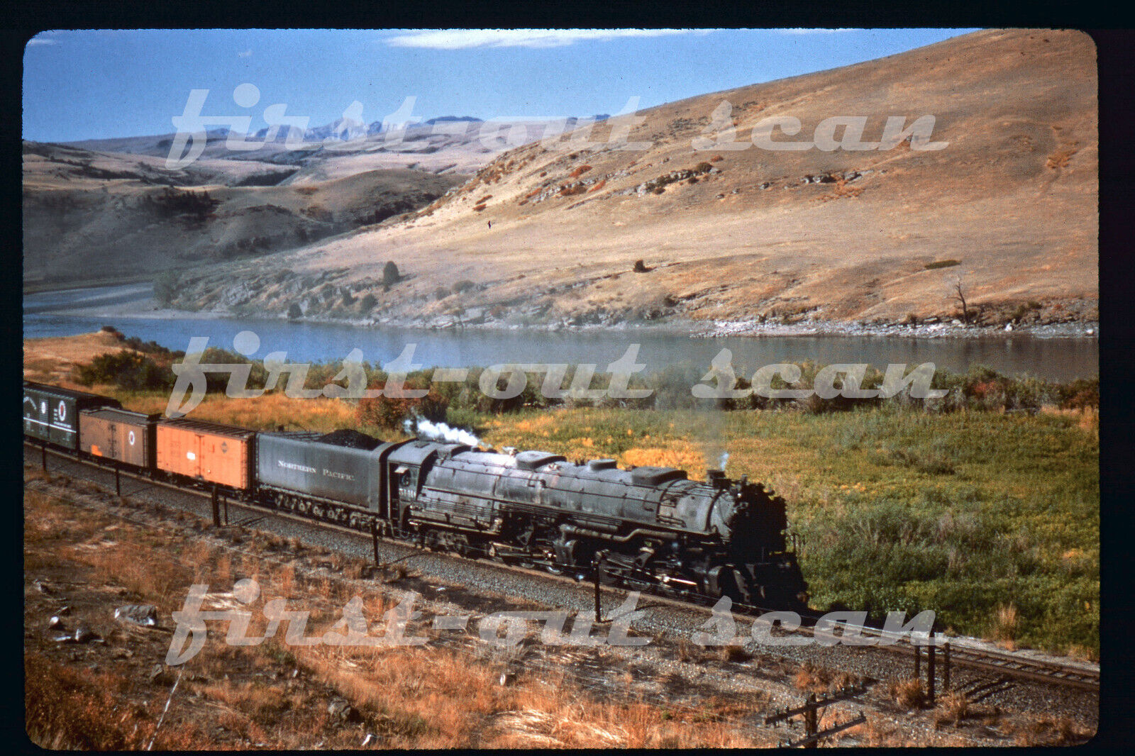 R DUPLICATE SLIDE - Northern Pacific NP 5149 STEAM 4-6-6-4 Action on Frt 1956