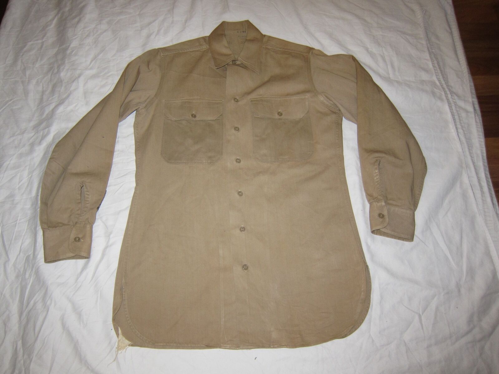 Original Vtg Men\'s WWII Uniform Dress Shirt sz Large 14.5x33  40s #2783 WW2