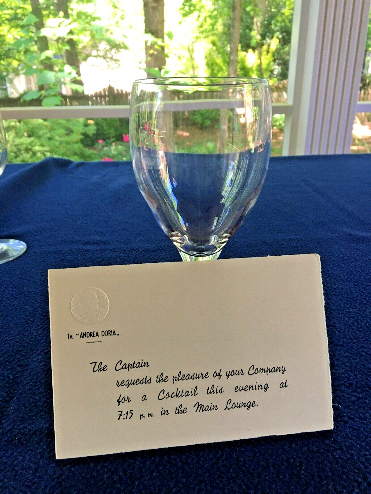 Onboard - Andrea Doria - Embossed Invitation from the Captain for a Cocktail