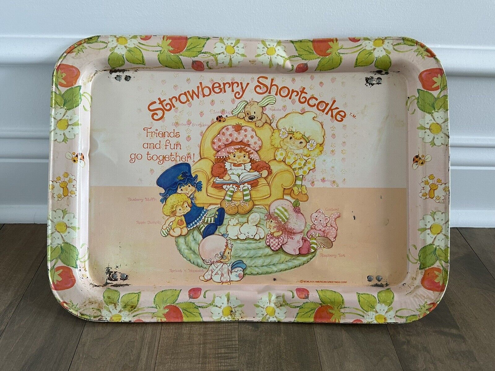 Rare Vintage 1981 Strawberry Shortcake Folding TV Tray American Greetings Corp