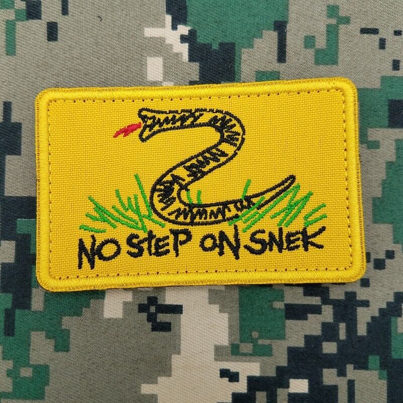 NO STEP ON SNEK TACTICAL ARMY EMBROIDERED HOOK/LOOP PATCH BADGE YELLOW
