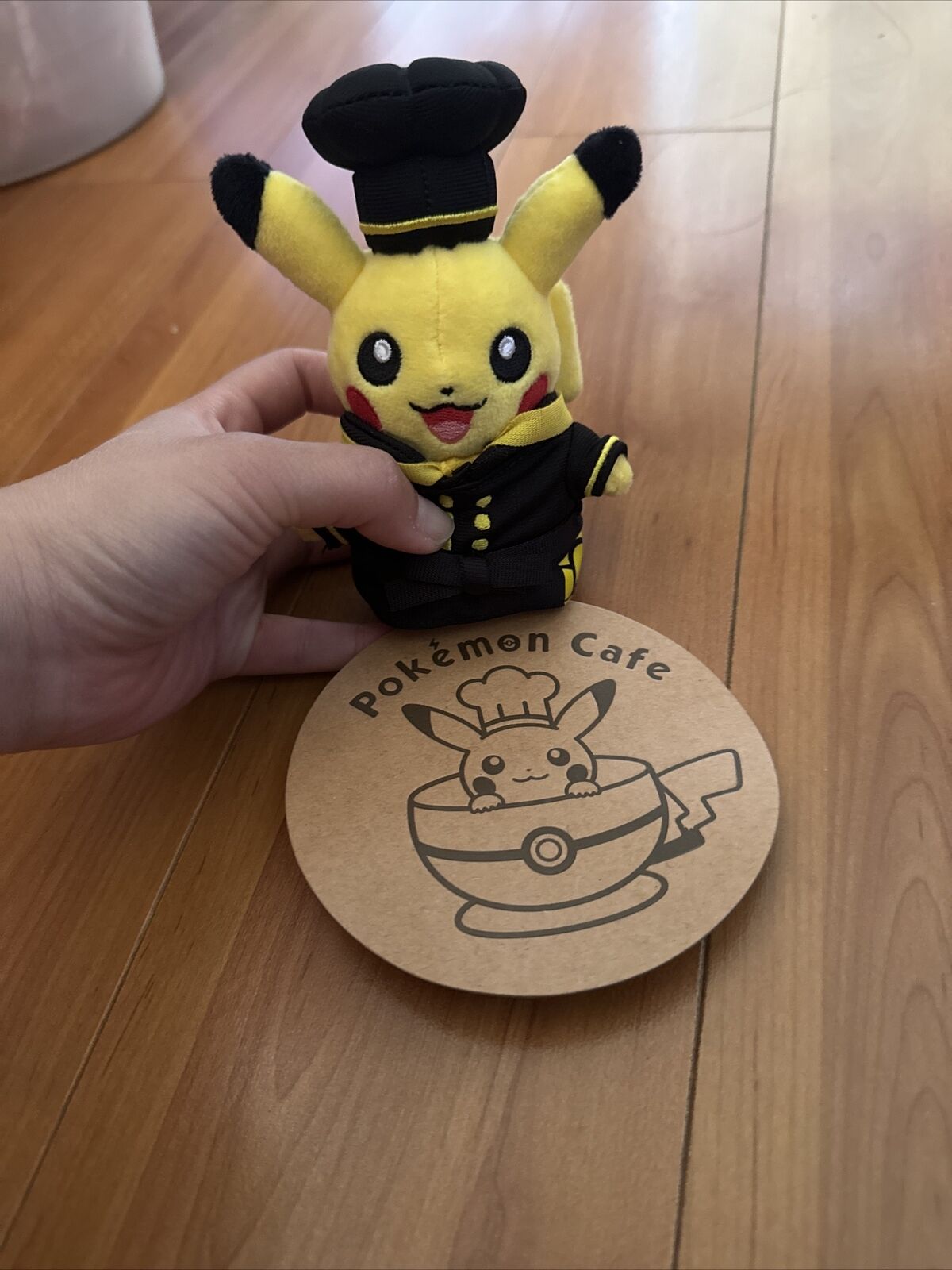 Pokemon Cafe Pikachu Keychain Plush Mascot Pikachu Chef Black Keychain w/ Tag