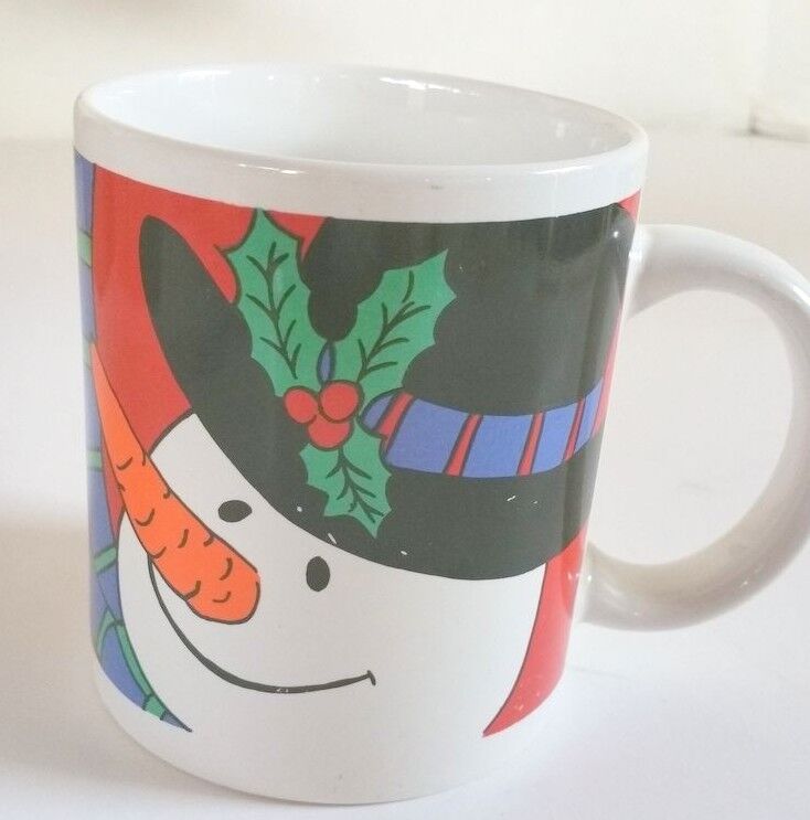 Multi-colored Snowman Christmas Mug Holiday Christmas