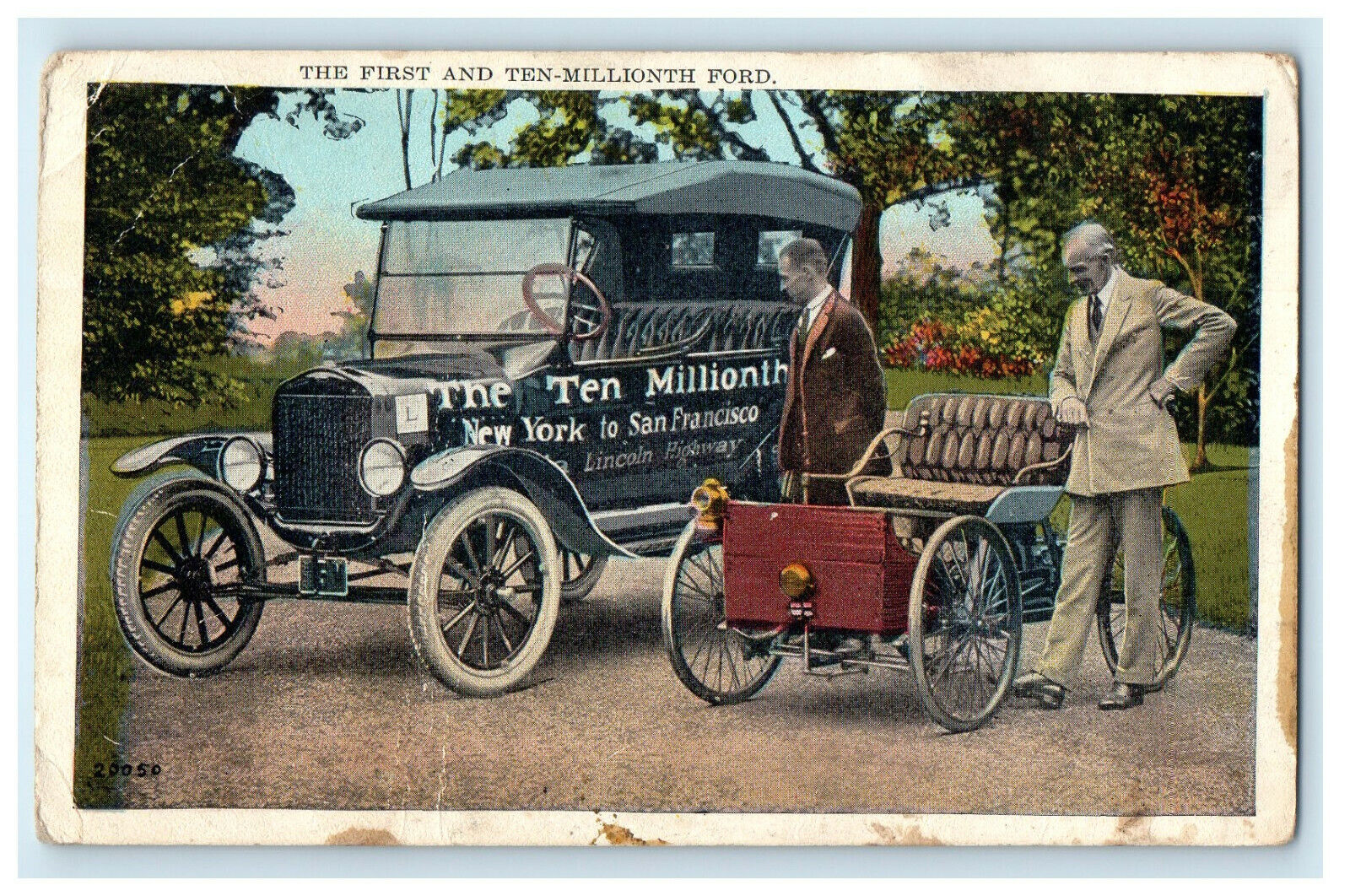 c1920s The First and Ten Millionth Ford Cars Unposted Postcard