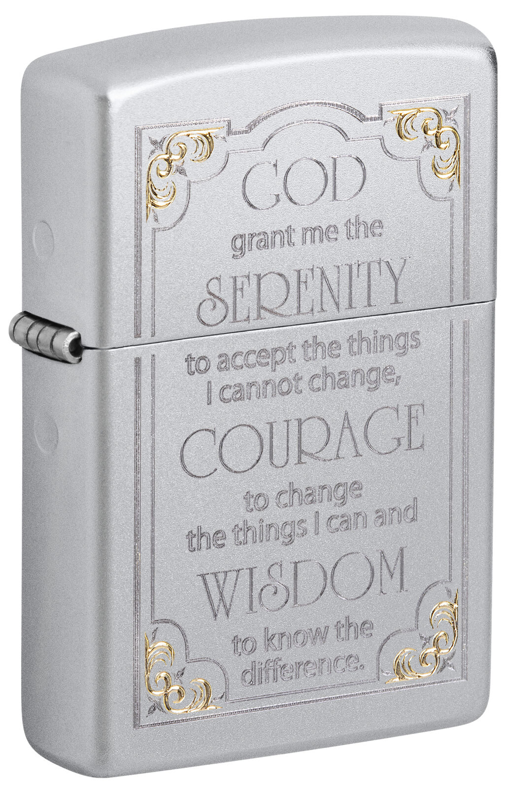 Zippo Serenity Prayer Satin Chrome Windproof Pocket Lighter, 28458