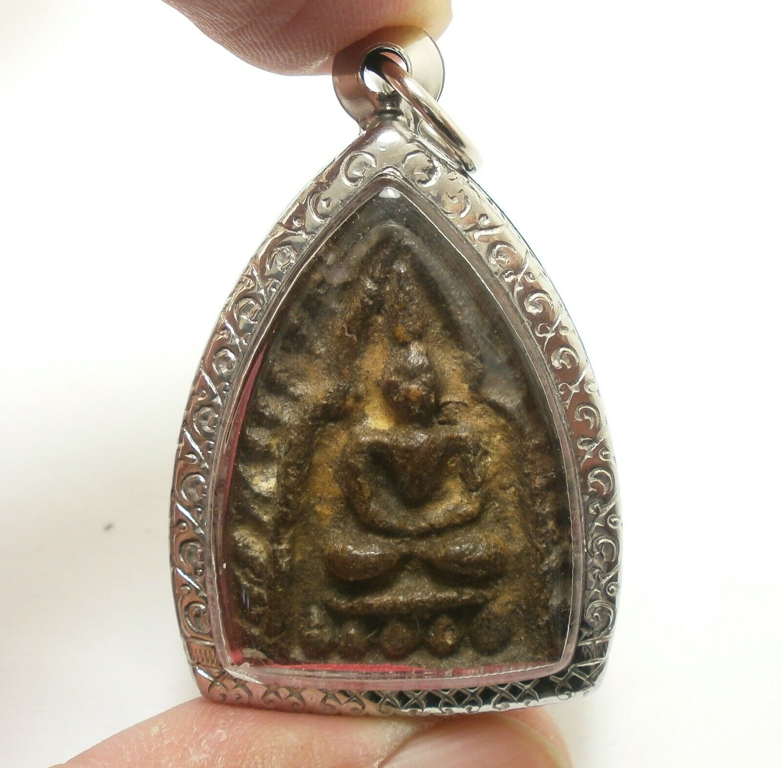 LP BOON BUDDHA IN MAGIC BELL BLESSED 1920s POWERFUL ANTIQUE THAI AMULET PENDANT
