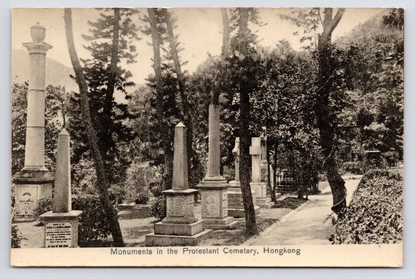 1910s~Hong Kong China~Protestant Cemetery~Monuments~M Sternberg~Antique Postcard