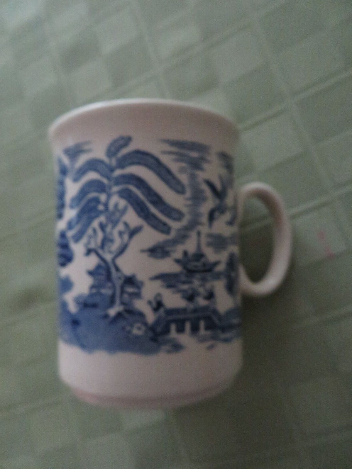 Vintage English Stoneware Blue And White Scenic Coffee Mug
