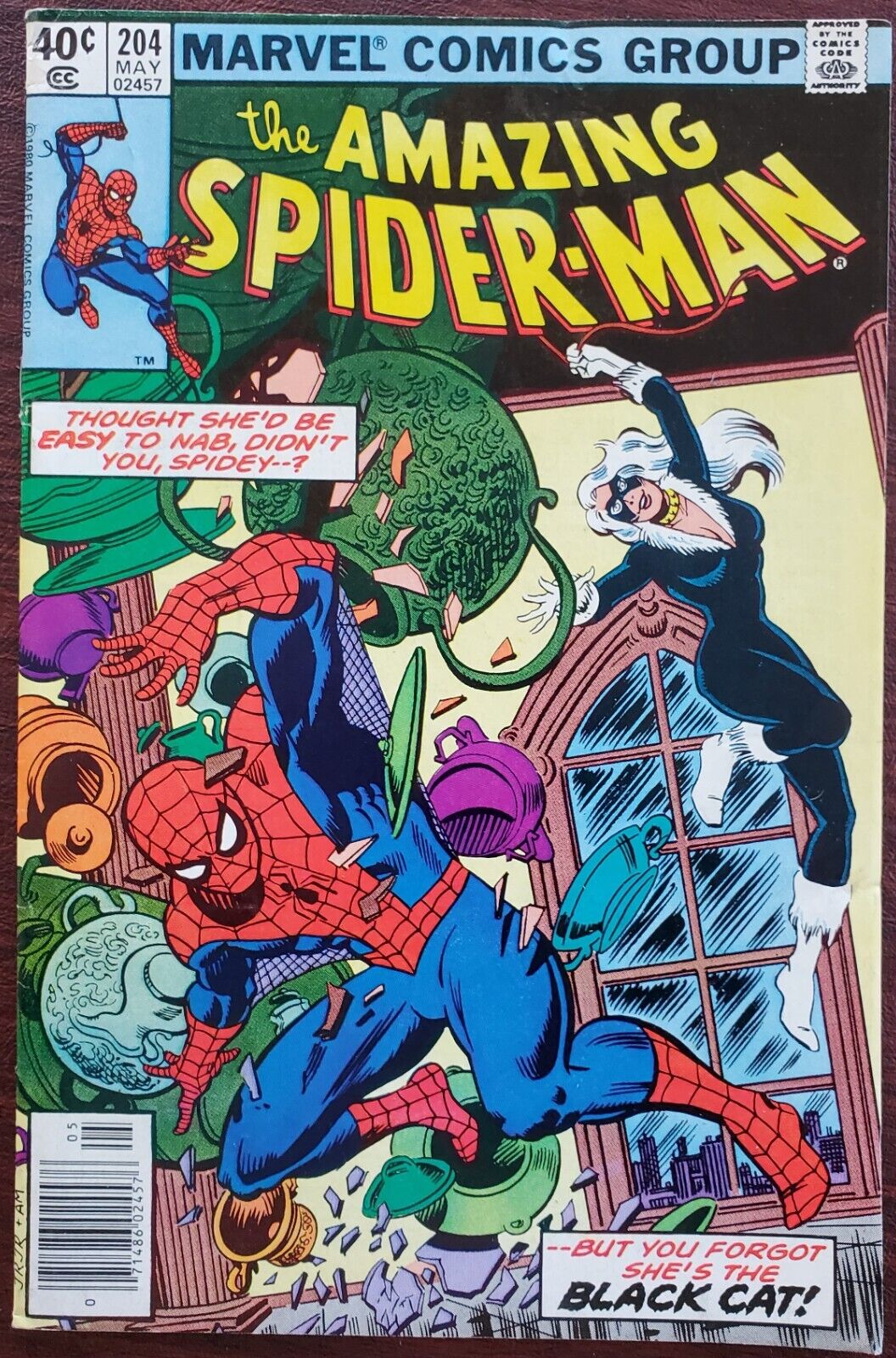 Amazing Spider-Man #204 F/VF 7.0 (Marvel 1980) ~3rd Appearance of the Black Cat✨