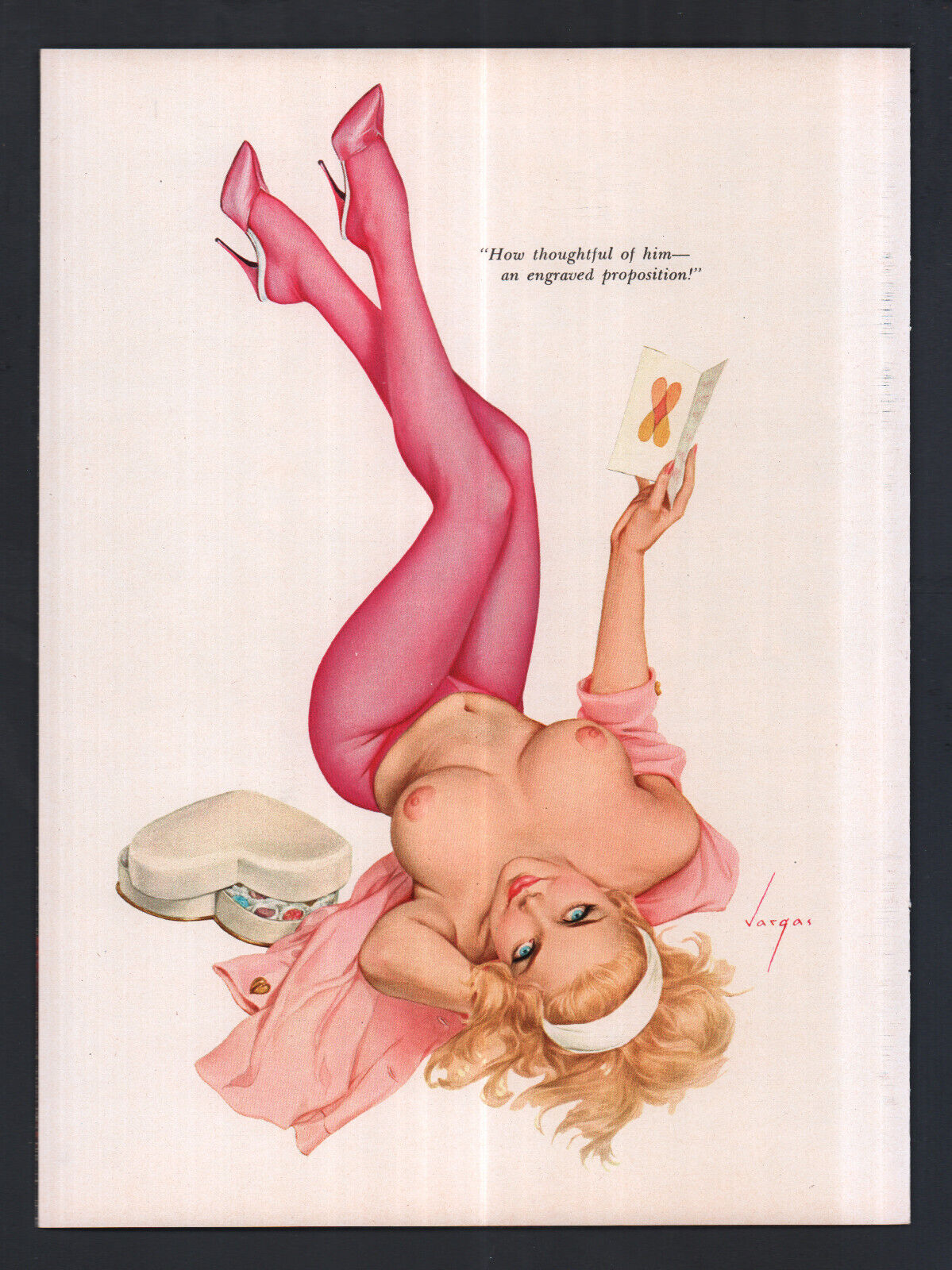 Vintage Playboy Alberto Vargas Girl Pin Up Page Print February 1965