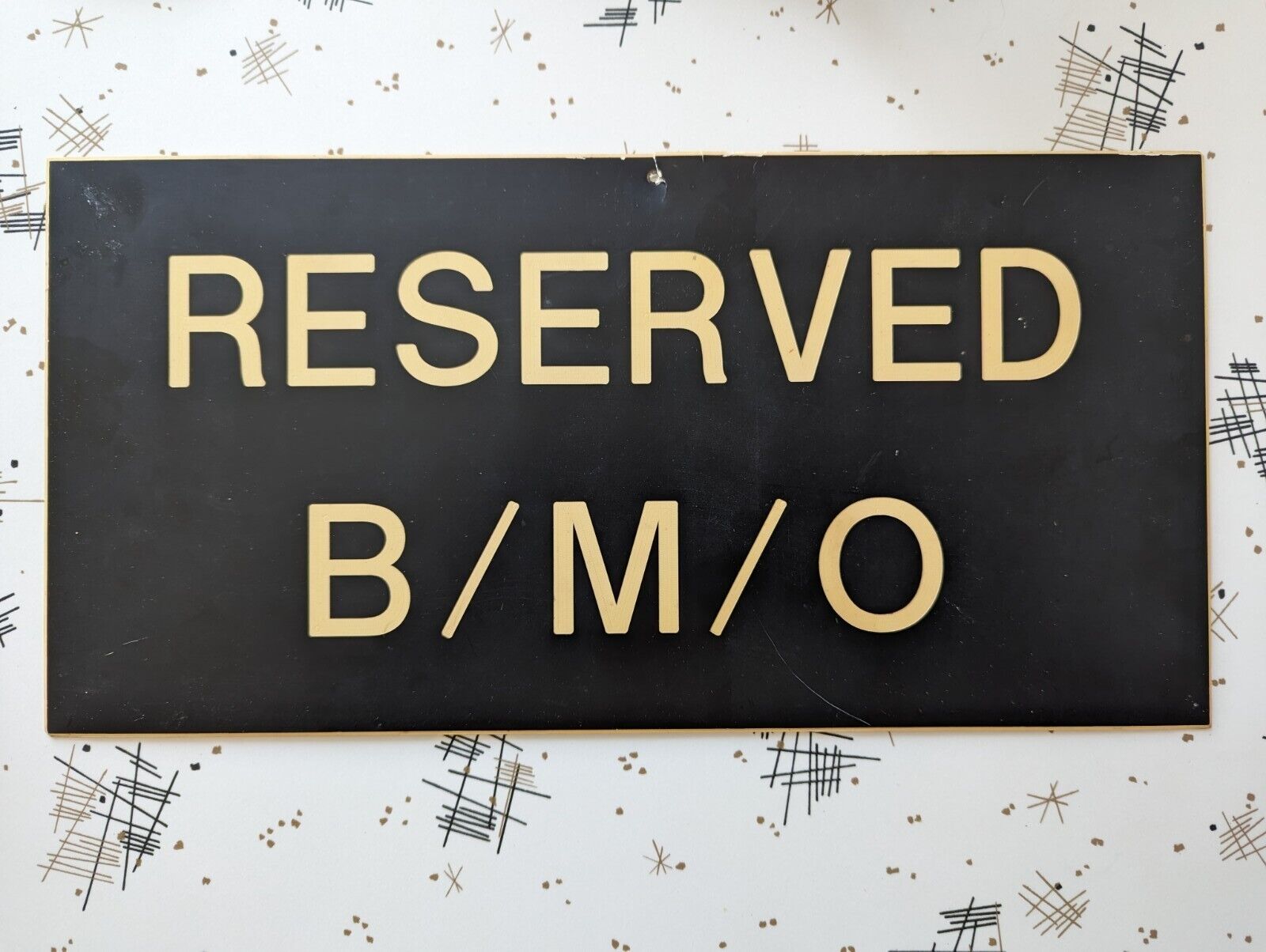 Vintage Plastic Parking Sign Reserved For B/M/O 14\