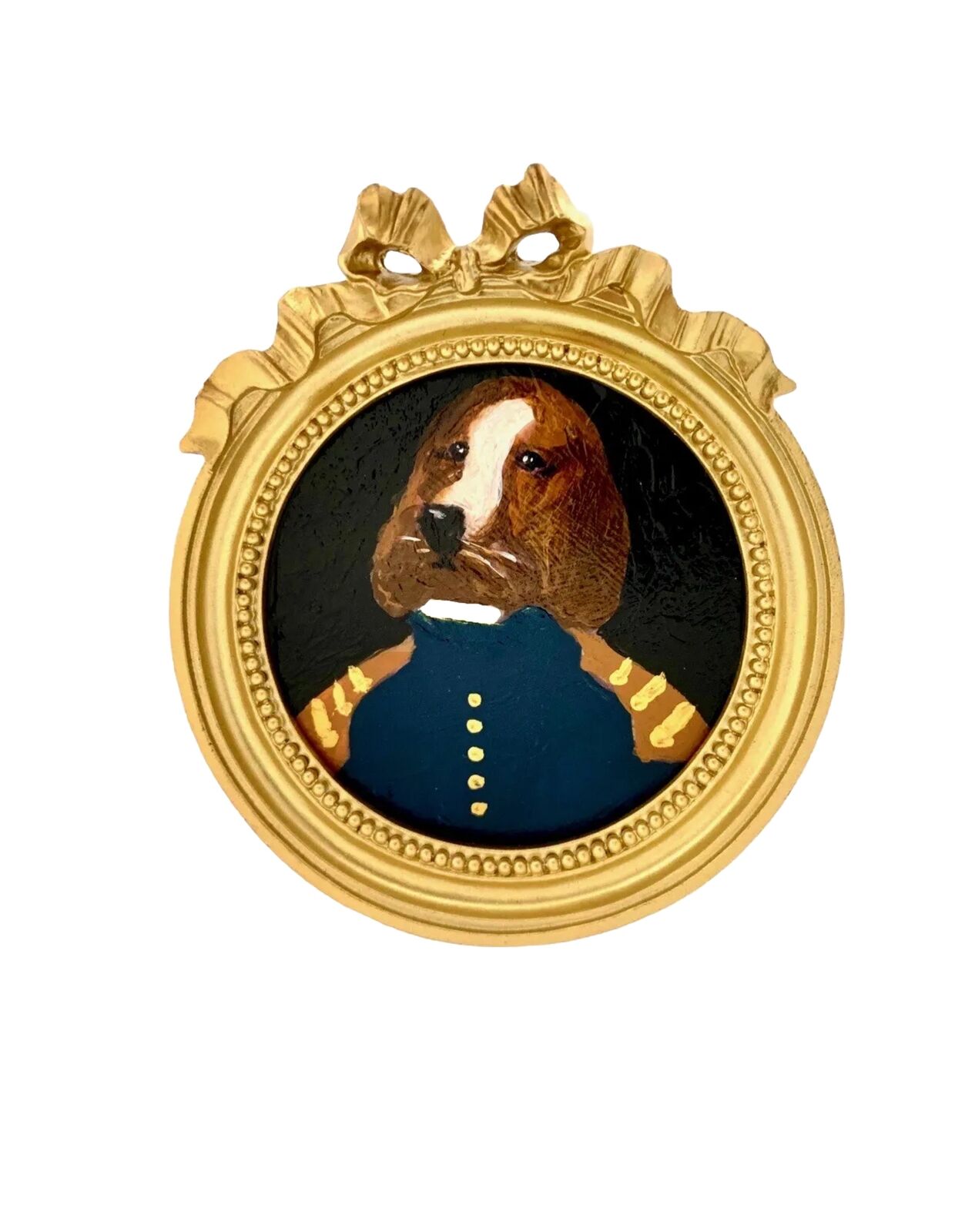 Dog Painting Miniature Military Royal Dog Oil on Board Cute Art Decor Gift
