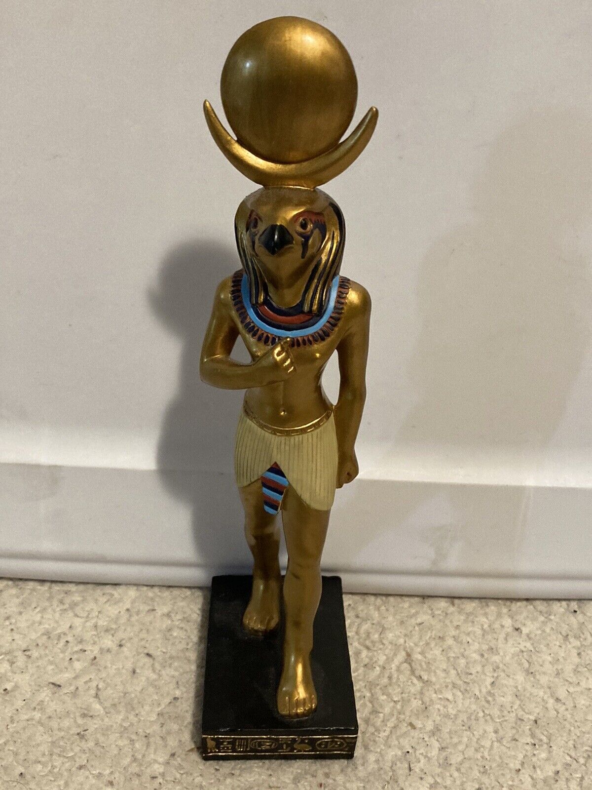 Vintage Horus Ancient Egyptian God Gold Porcelain Figurine 8.5\