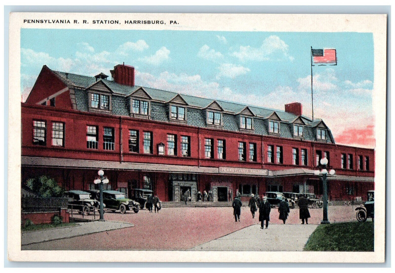 c1920's Pennsylvania Railroad Station Harrisburg Pennsylvania PA Postcard