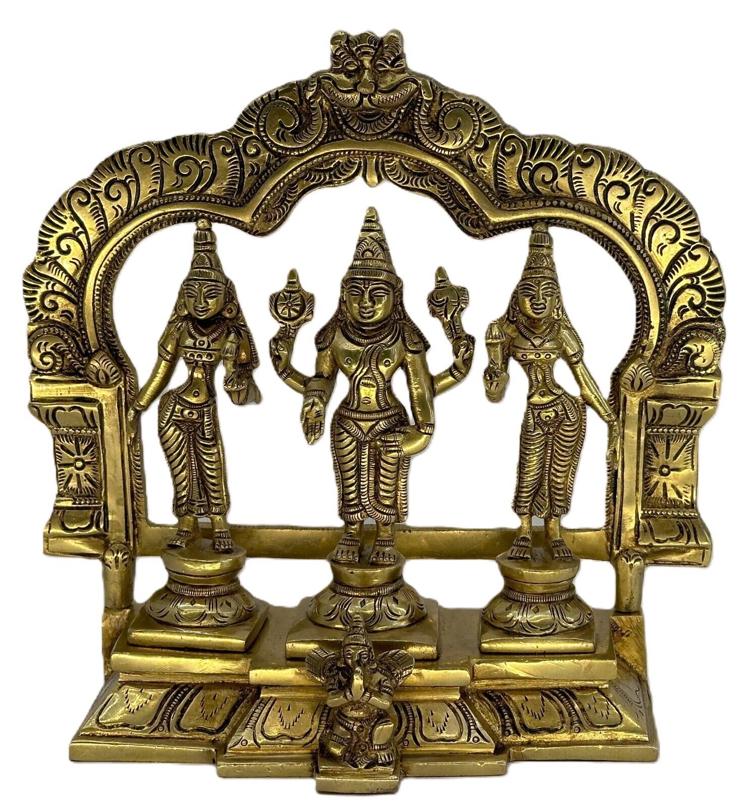 Vishnu Laxmi Brass Statue-frame standing Weight:3.60 kg Height:9.0 in Length:5in