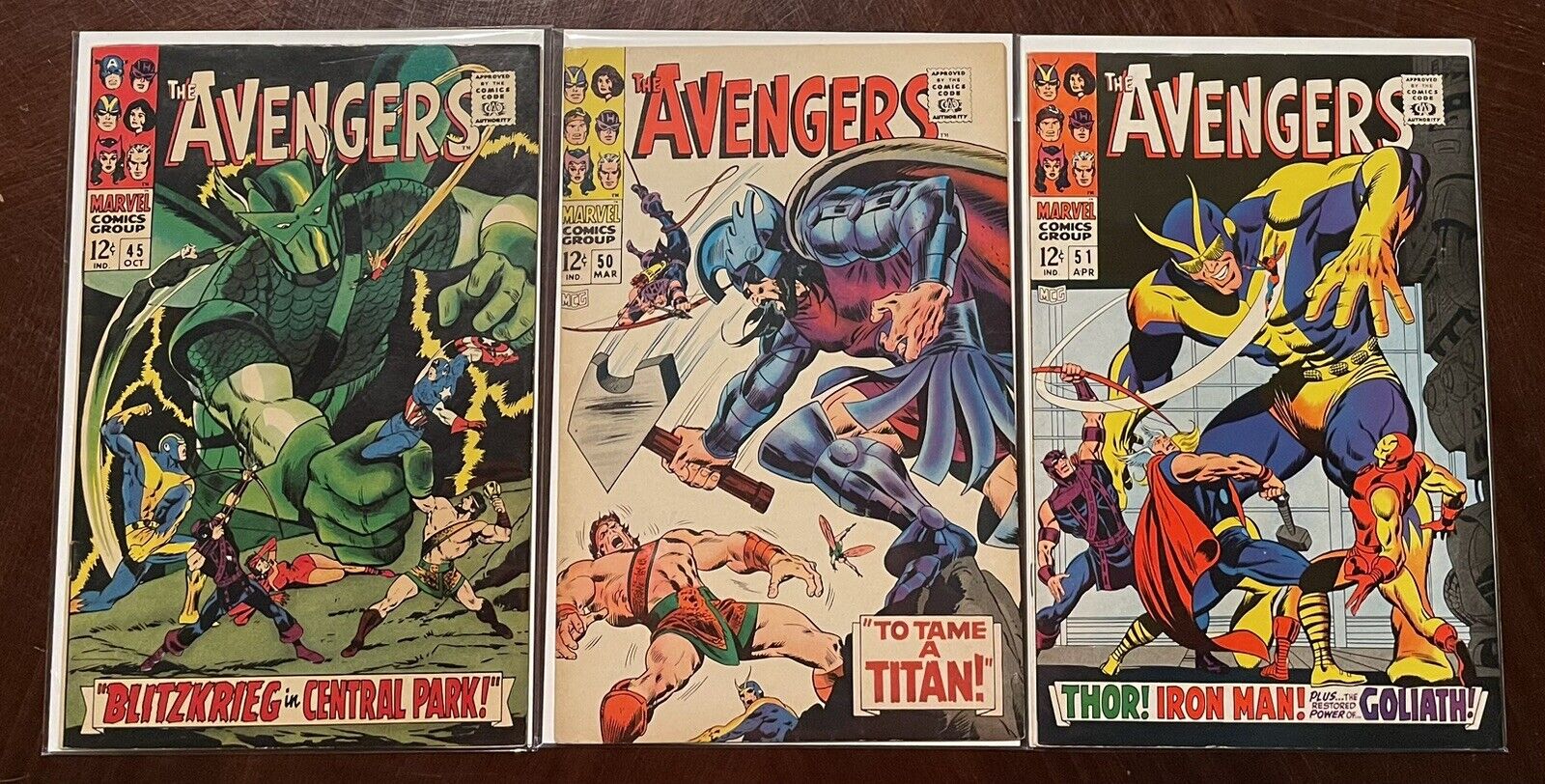 Avengers Marvel Comic Lot 45, 50 & 51 1967 1st Appearance Erinnye & Alecto