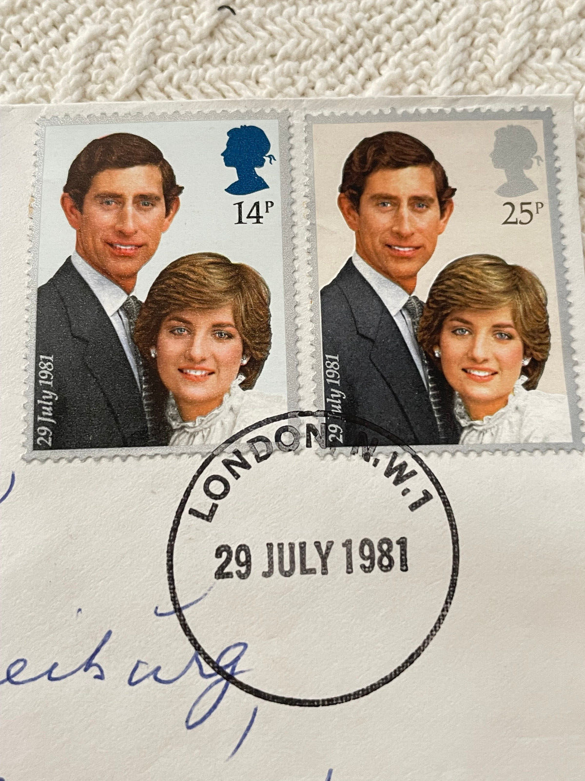 Prince Charles & Princess Diana Envelope Stamped Wedding day 29 July 1981 London