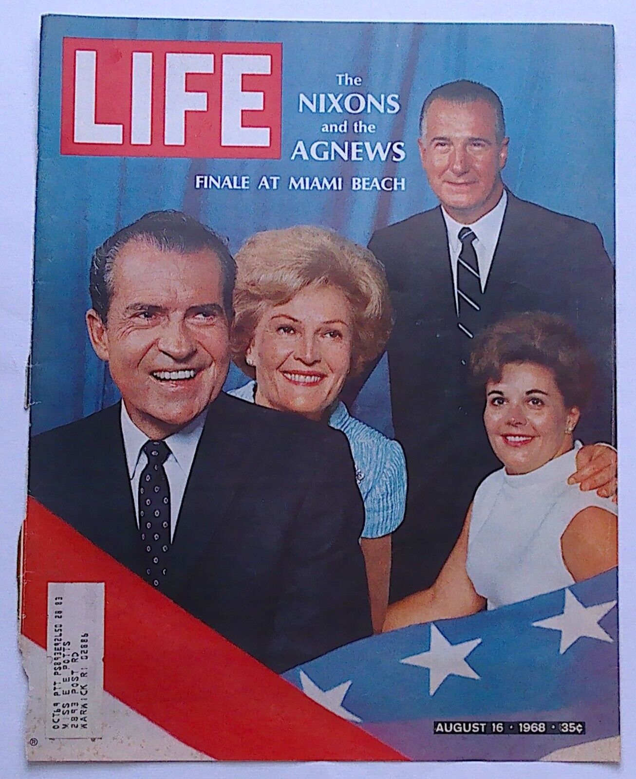 Life Magazine Cover Only  ( The Nixons and the Agnews ) August 16, 1968