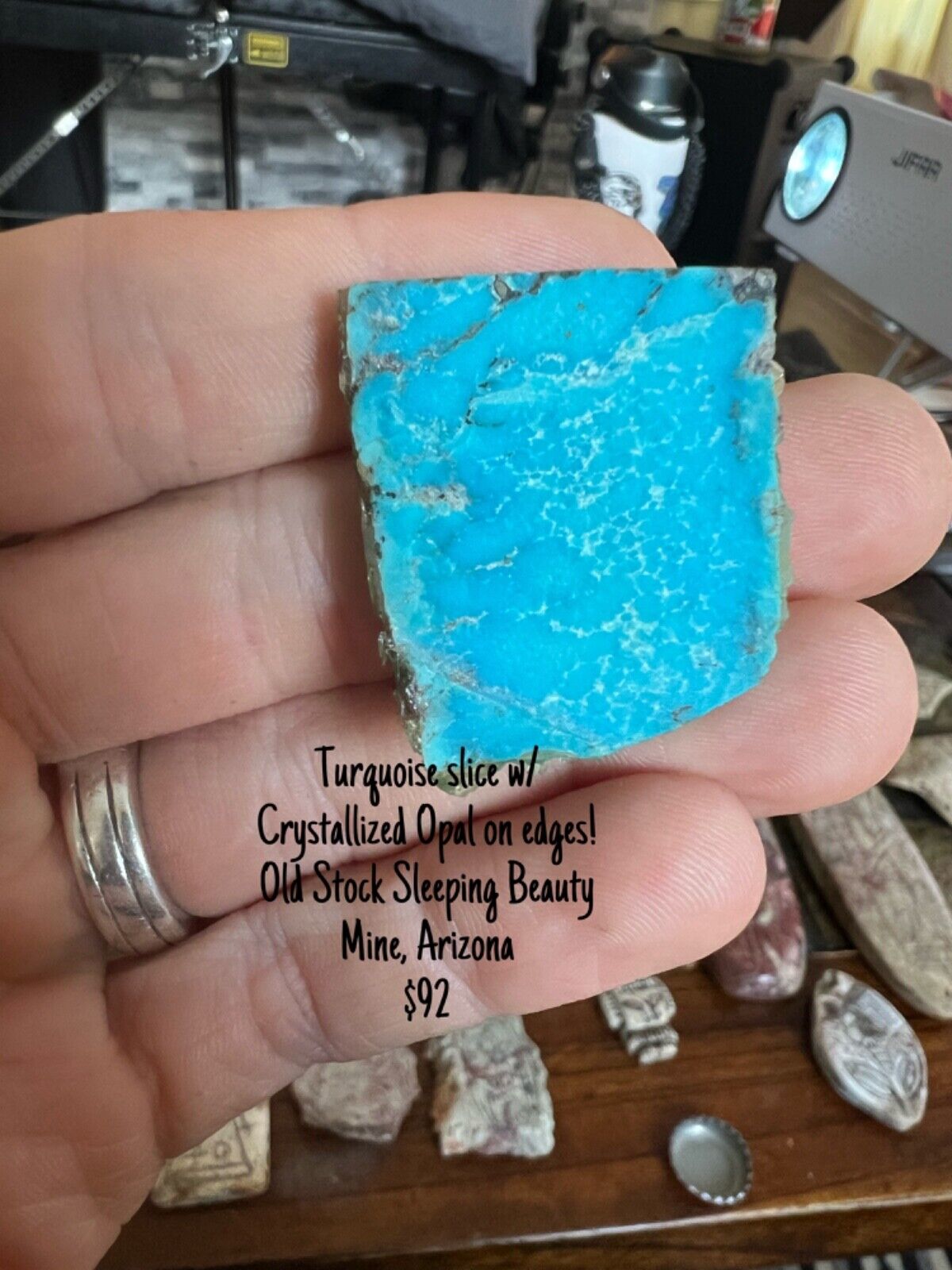 Turquoise Slice with Crystallized Opal from Sleeping Beauty Mine Arizona