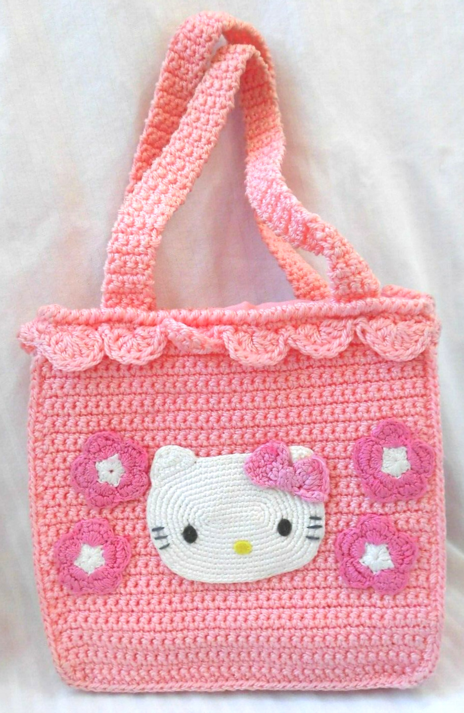 SANRIO Smiles \'76 2000, Hello Kitty Pink Crochet kid small size handbag carryall