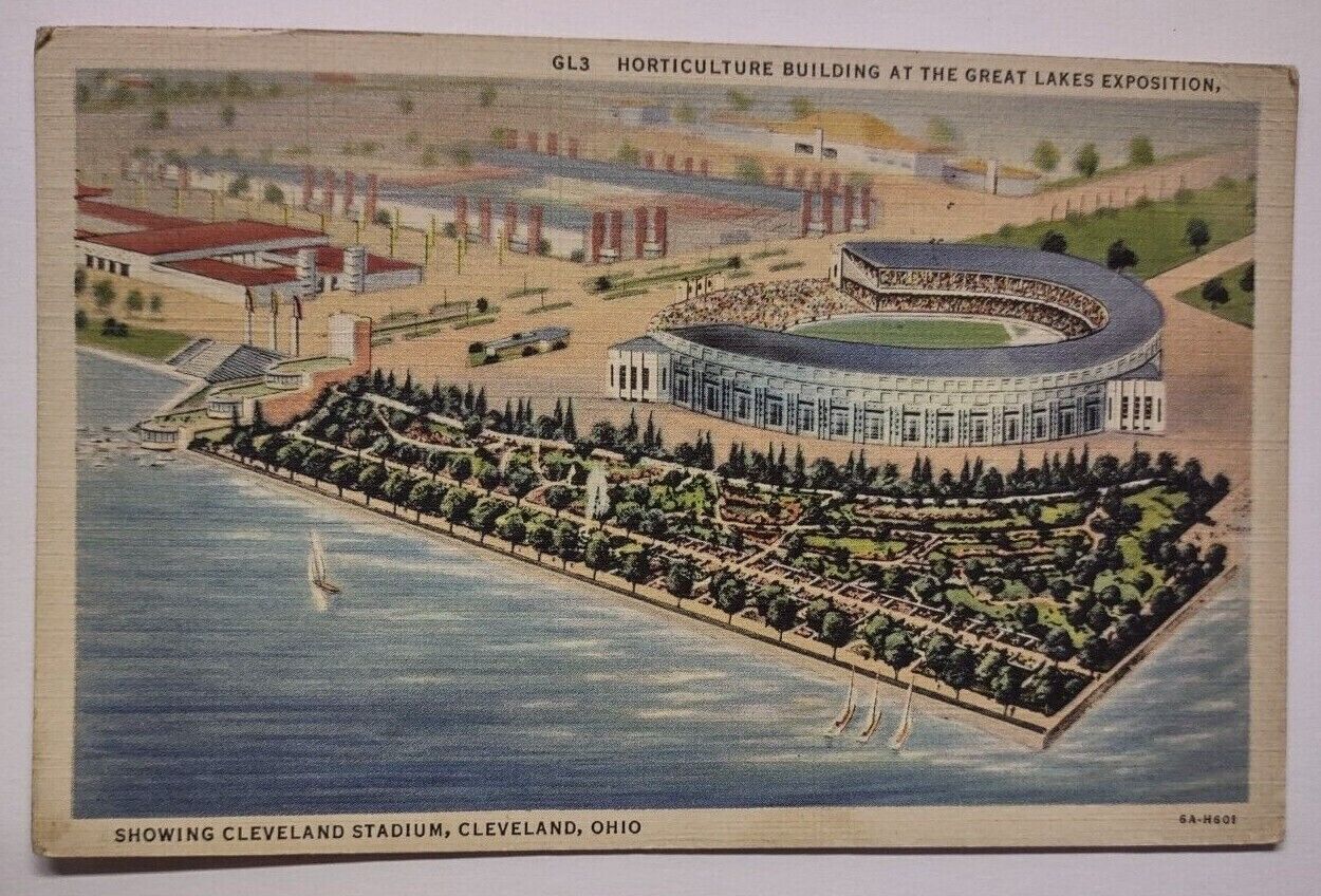 Vintage Horticulture Building Great Lakes Expo Cleveland Stadium Ohio Postcard 