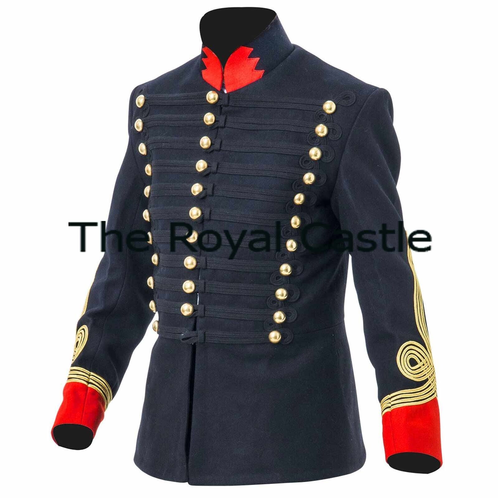 Napoleonic Battles Hussars Navy Blue British Wool Men Tunic Coat Fast Shipping