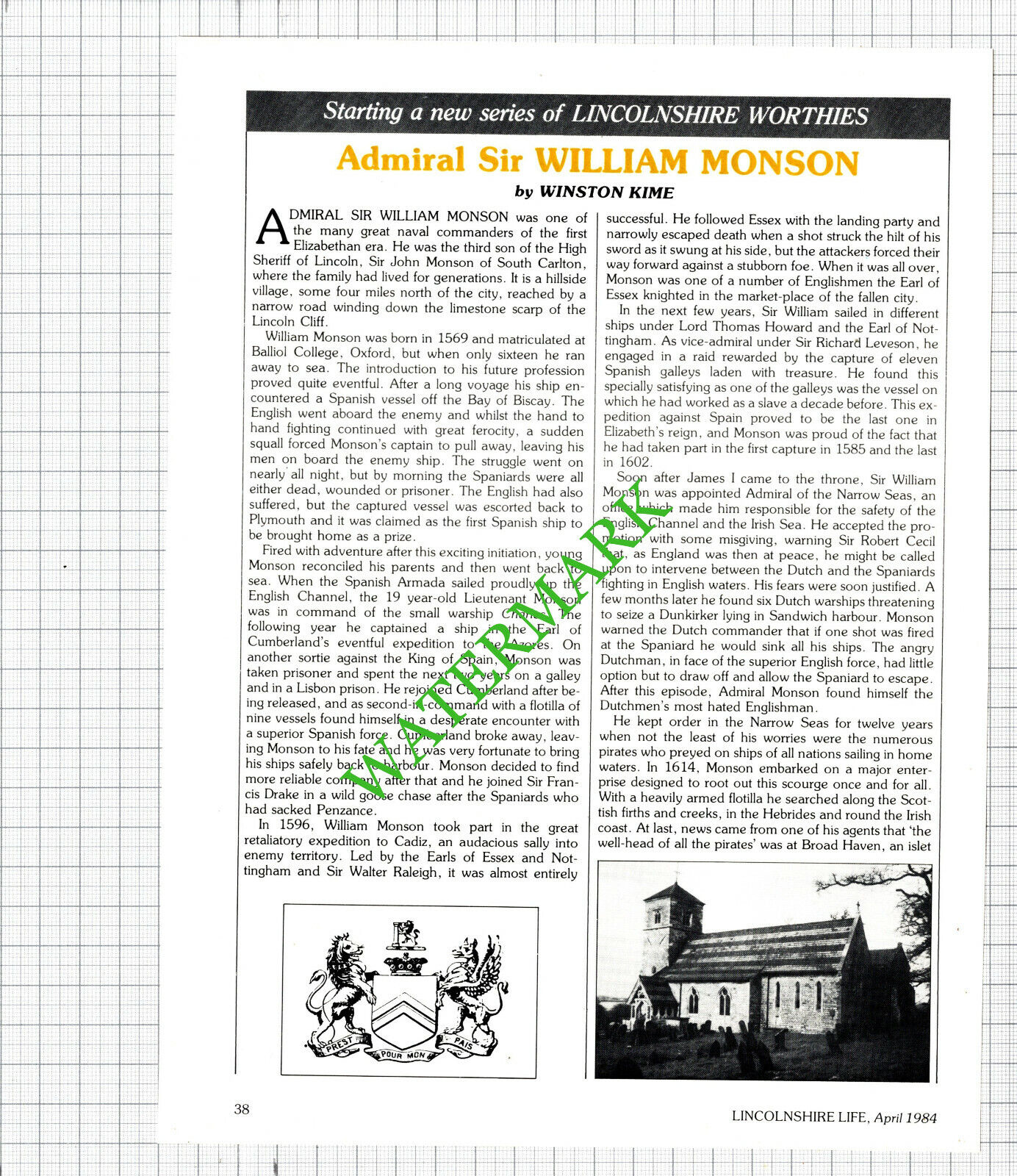 Admiral Sir William Monson - 1988 Article