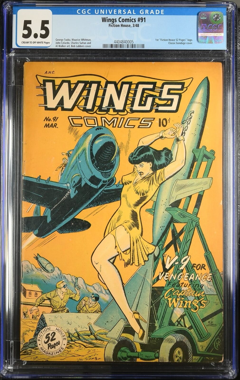 Wings comics #91 CGC FN- 5.5 Bob Lubbers Bondage Cover Captain Wings