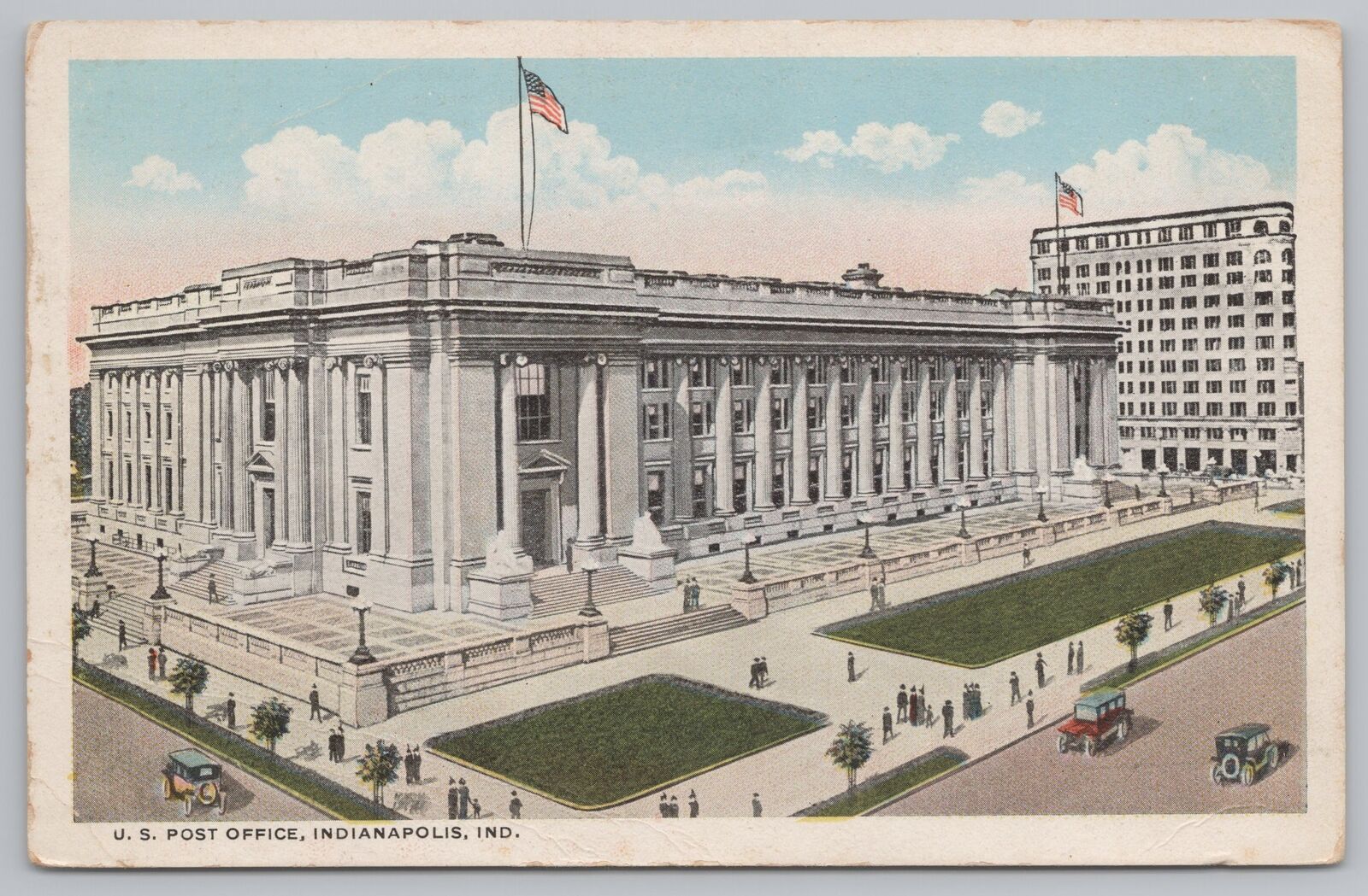 State View~Indianapolis Indiana~US Post Office~Vintage Postcard