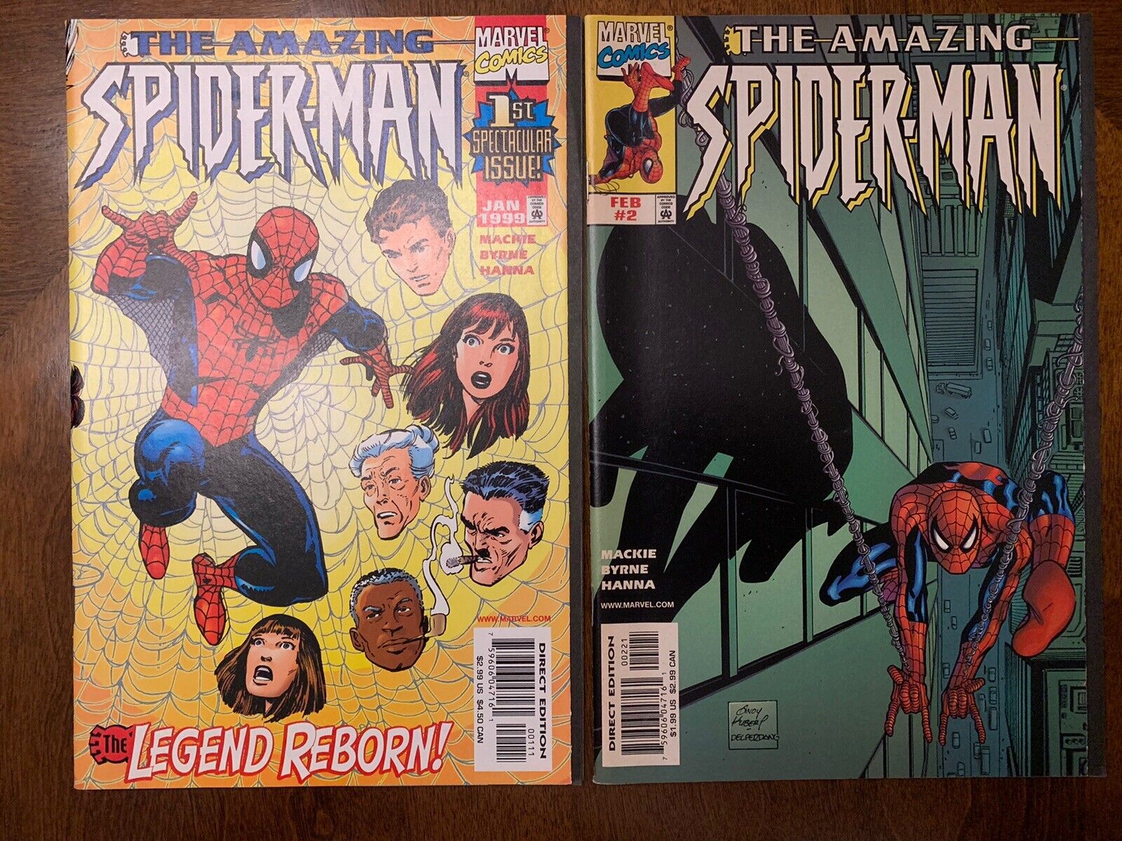 Amazing Spider-Man (1999) #1 and #2 (rare Kubert variant cover) Marvel