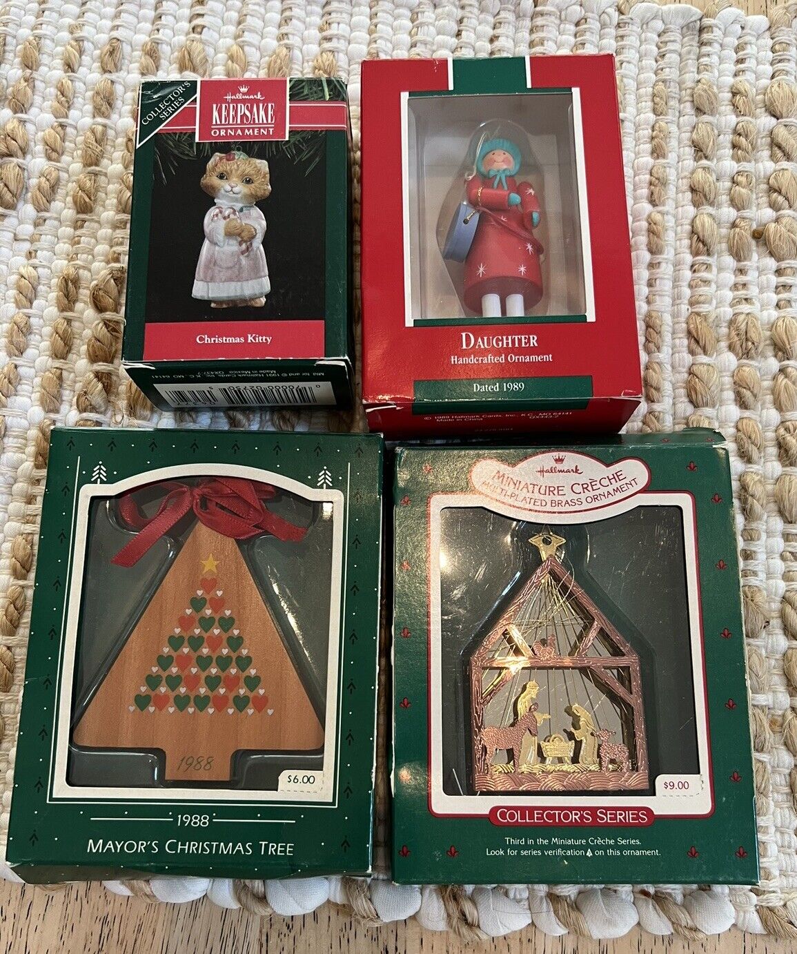 Set Of Four Vintage Hallmark Ornaments 1989, 1987, 1988, 1991