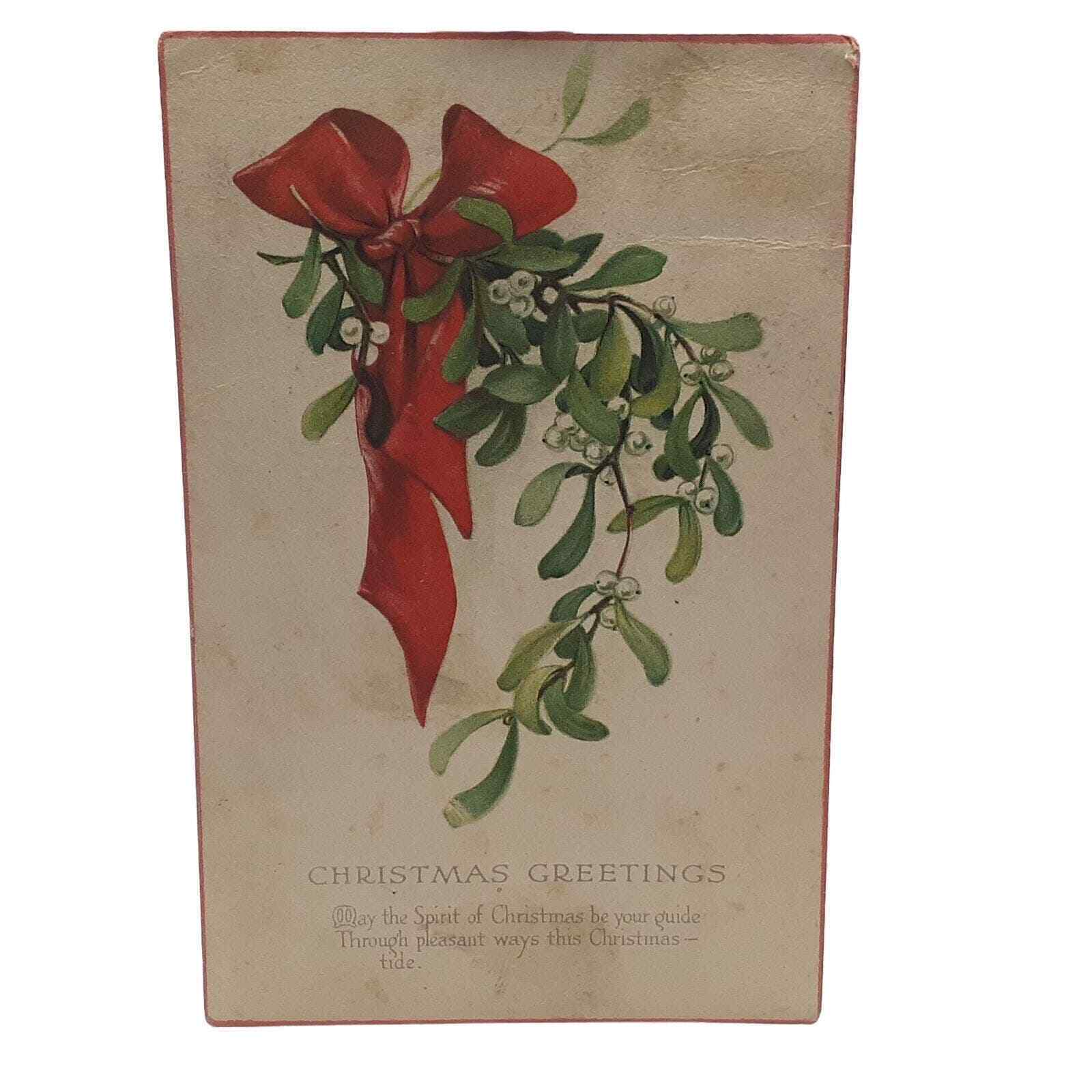 Postcard Christmas Greetings Mistletoe No 169 Divided Back