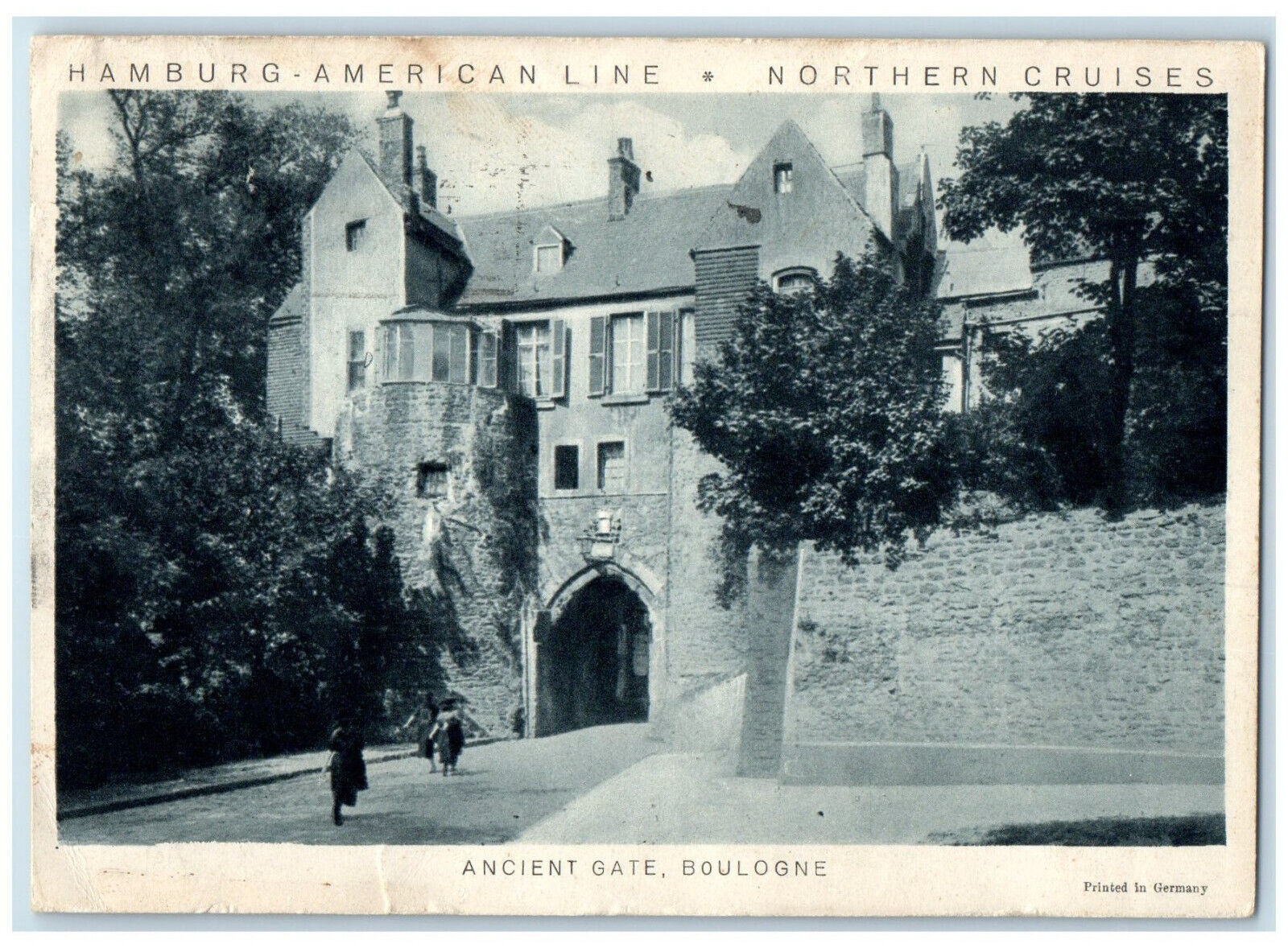 1930 Reliance Steamer Cruise Hamburg American Line Gate in Boulogne Postcard