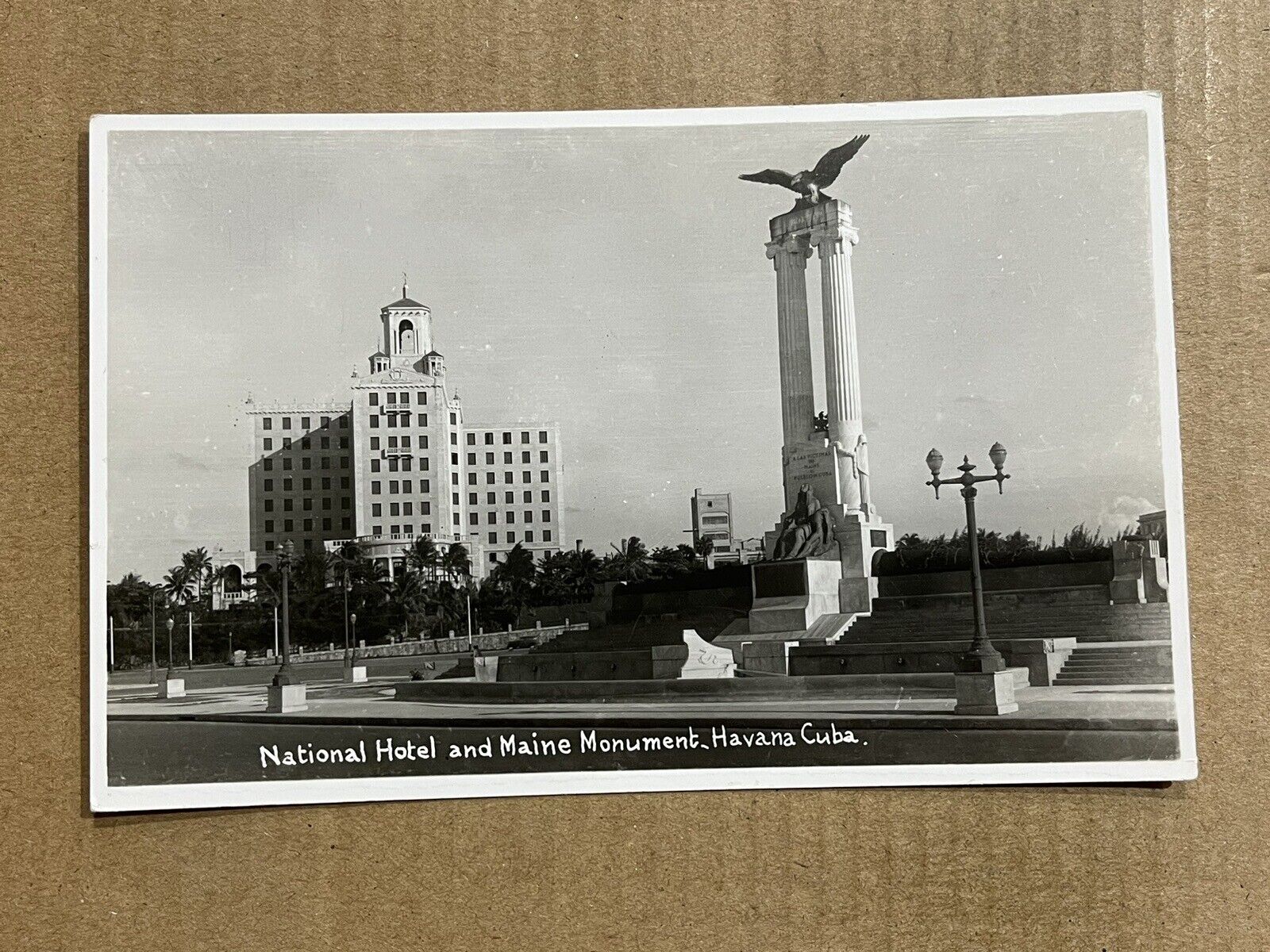 Postcard RPPC Havana Cuba USS Maine Monument National Hotel Vintage Real Photo