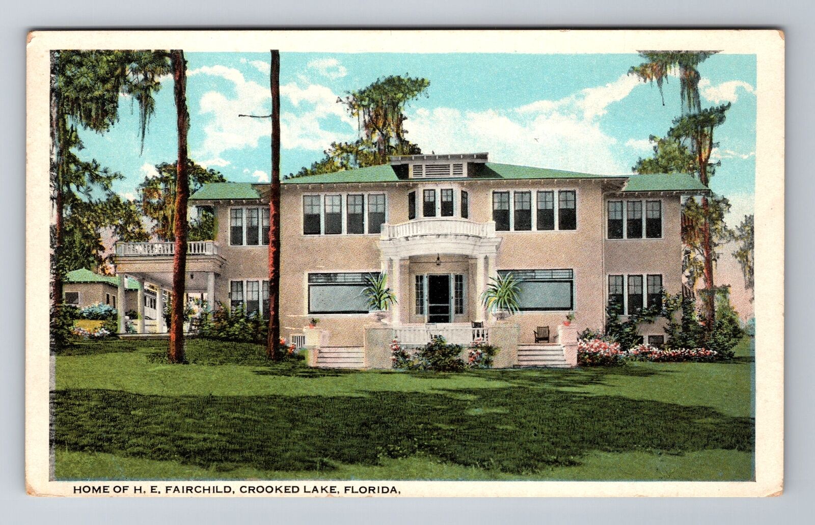 Crooked Lake FL-Florida, H.E. Fairchild Home, Mansion, Antique, Vintage Postcard