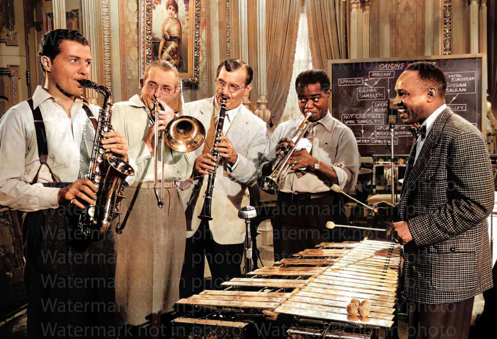 Louis Armstrong Benny Goodman Lionel Hampton 13X19 RARE COLOR POSTER Photo 1905