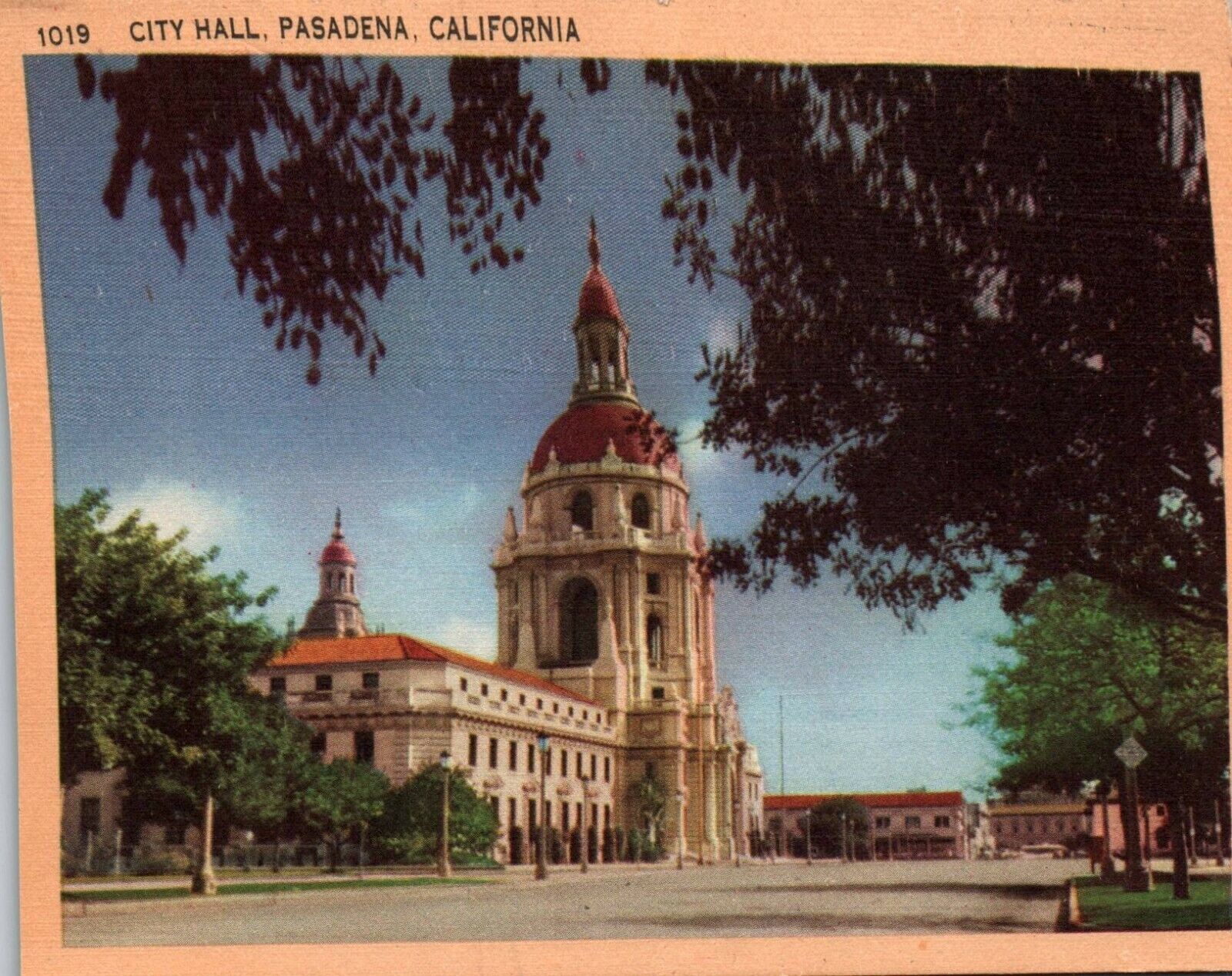 Pasadena CA California City Hall Linen Vintage Postcard