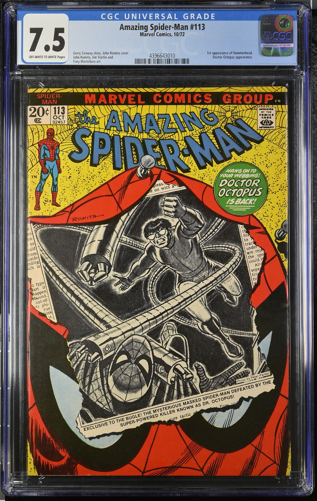 Amazing Spider-Man #113 CGC 7.5 (1972) - 1st app Hammerhead