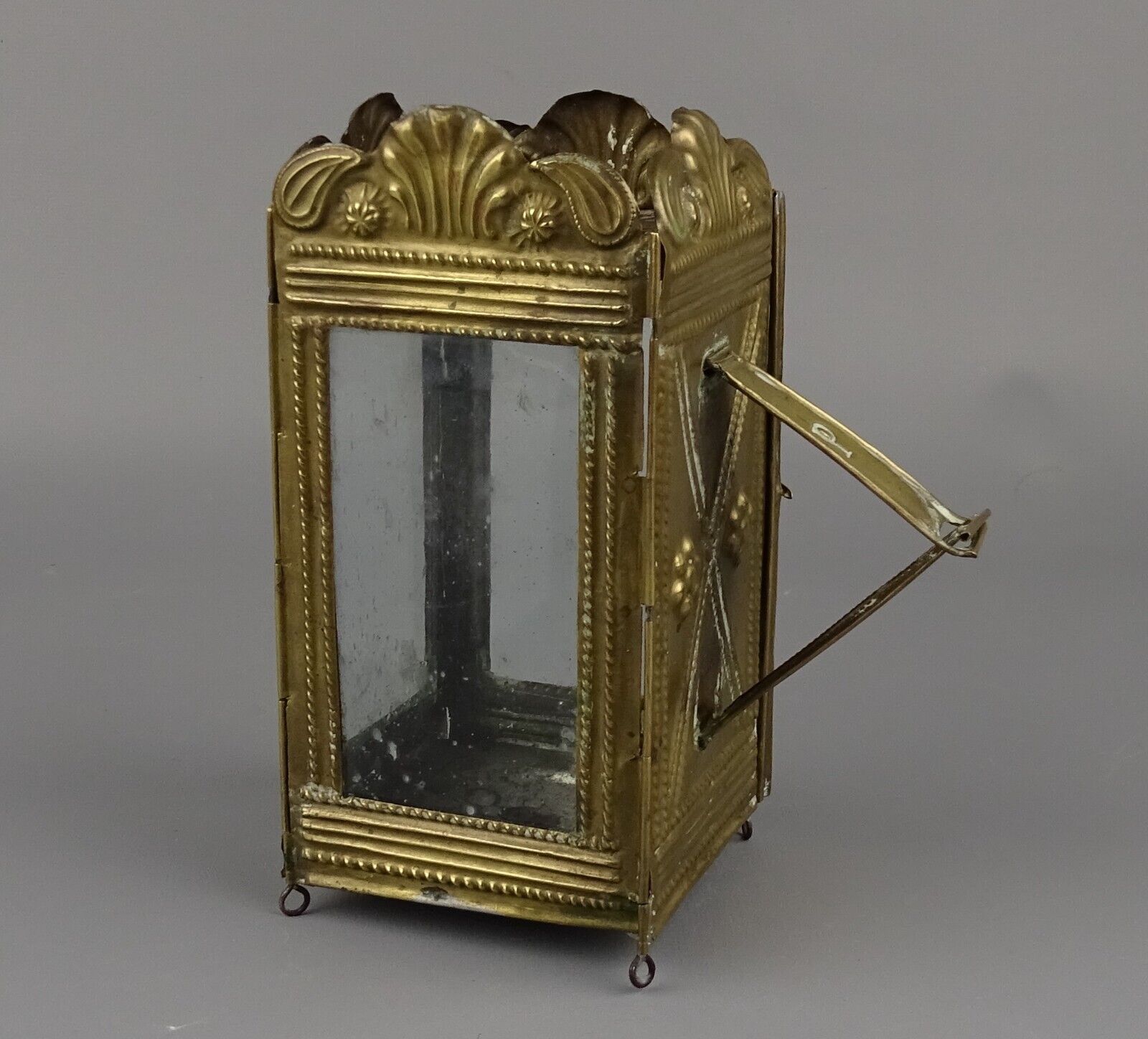Antique Brass Foldable Travel Lantern - Candlestick 18th Century.