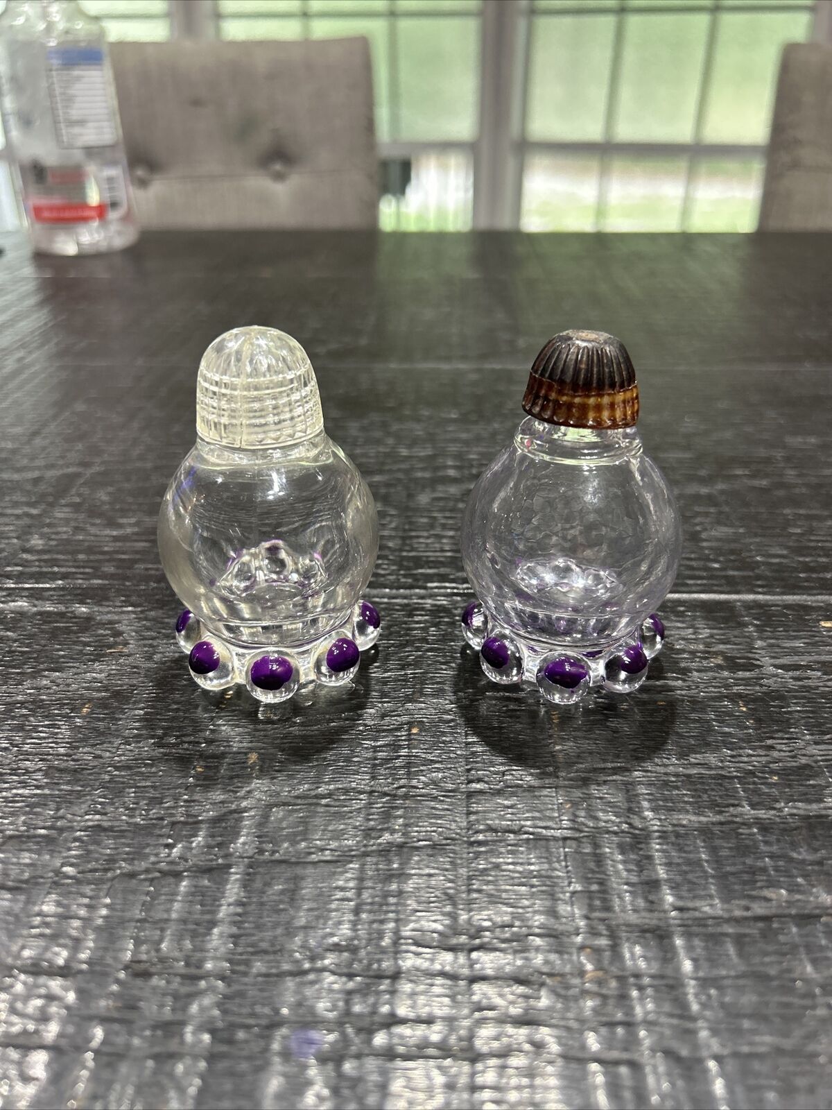 Vintage Imperial Candlewick Salt and Pepper Shakers Purple Beads Rare