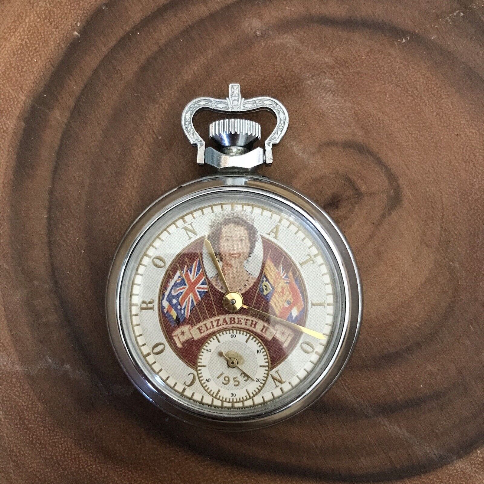 1953 Queen Elizabeth II Coronation pocket watch #A146