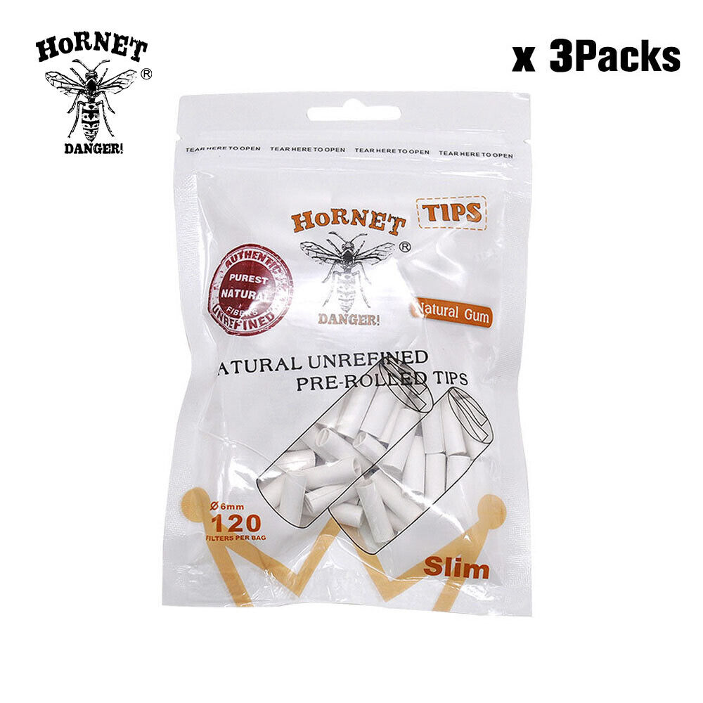 HORNET 360X 6MM White Natural Unrefined Pre-Rolled Rolling Paper Filter Tips