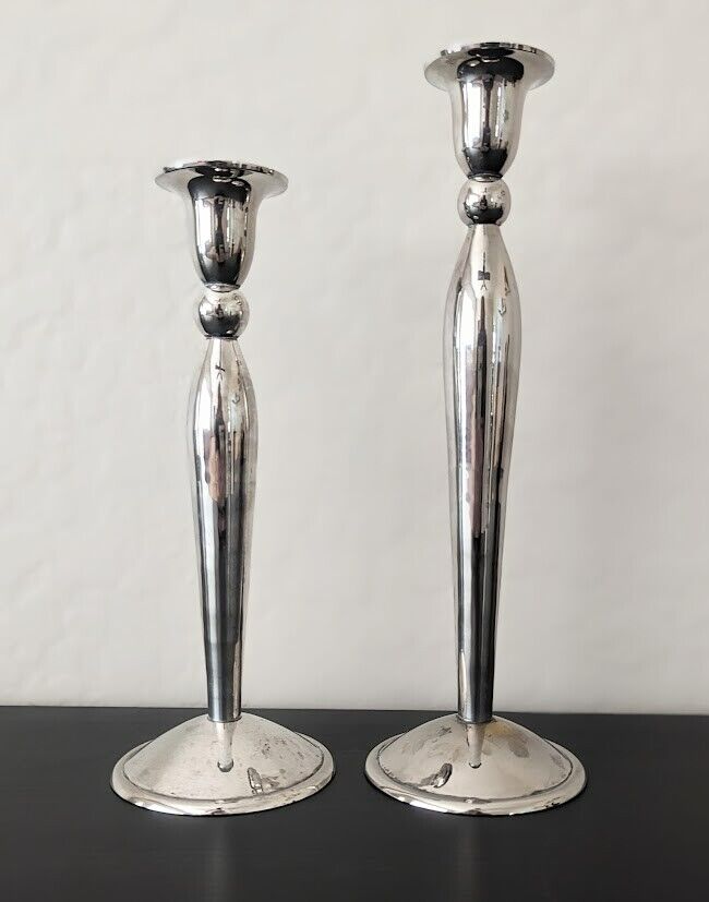 Silver Plated Candlestick Holders, Pair, 10-1/8\